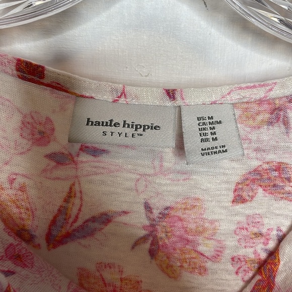 Haute Hippie Floral Drape Neck Top 100% Linen Sleeveless Boho - Picture 6 of 7